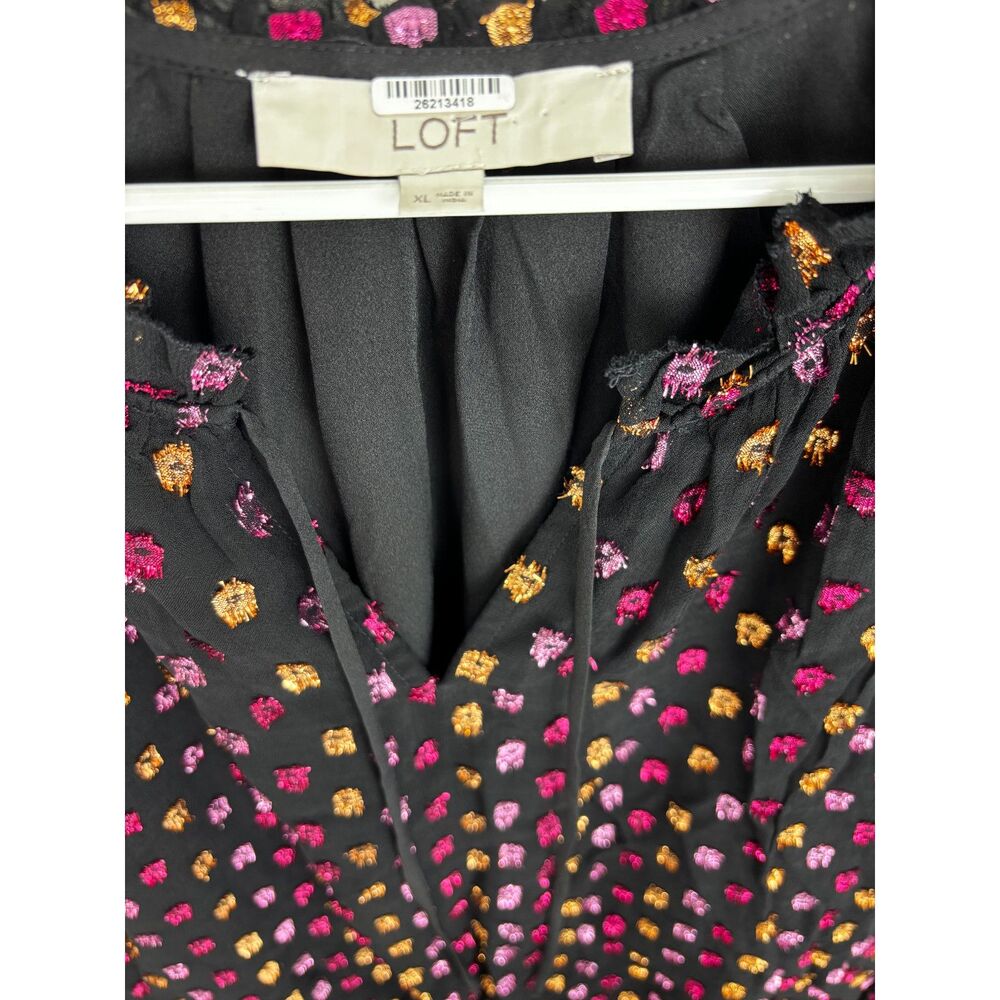 LOFT Black Top Women's Size XL Blouse Gently Used - Picture 7 of 8
